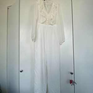 Lulu's white dot jumpsuit, size L